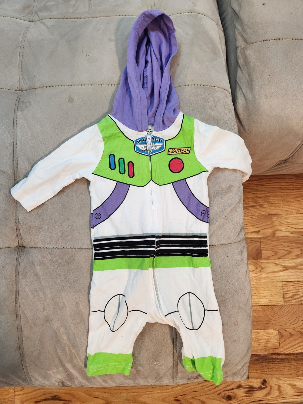 Disney Pixar Buzz Lightyear Infant One-Piece Hoodie Romper - 0-3 Months
